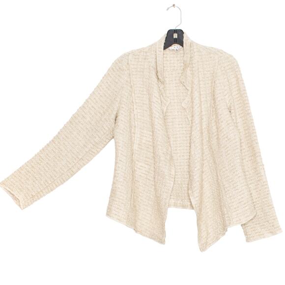 Cabi Womens Cardigan Sweater Jacket Chenille Tweed Open Front Cream Small FD - Picture 1 of 6